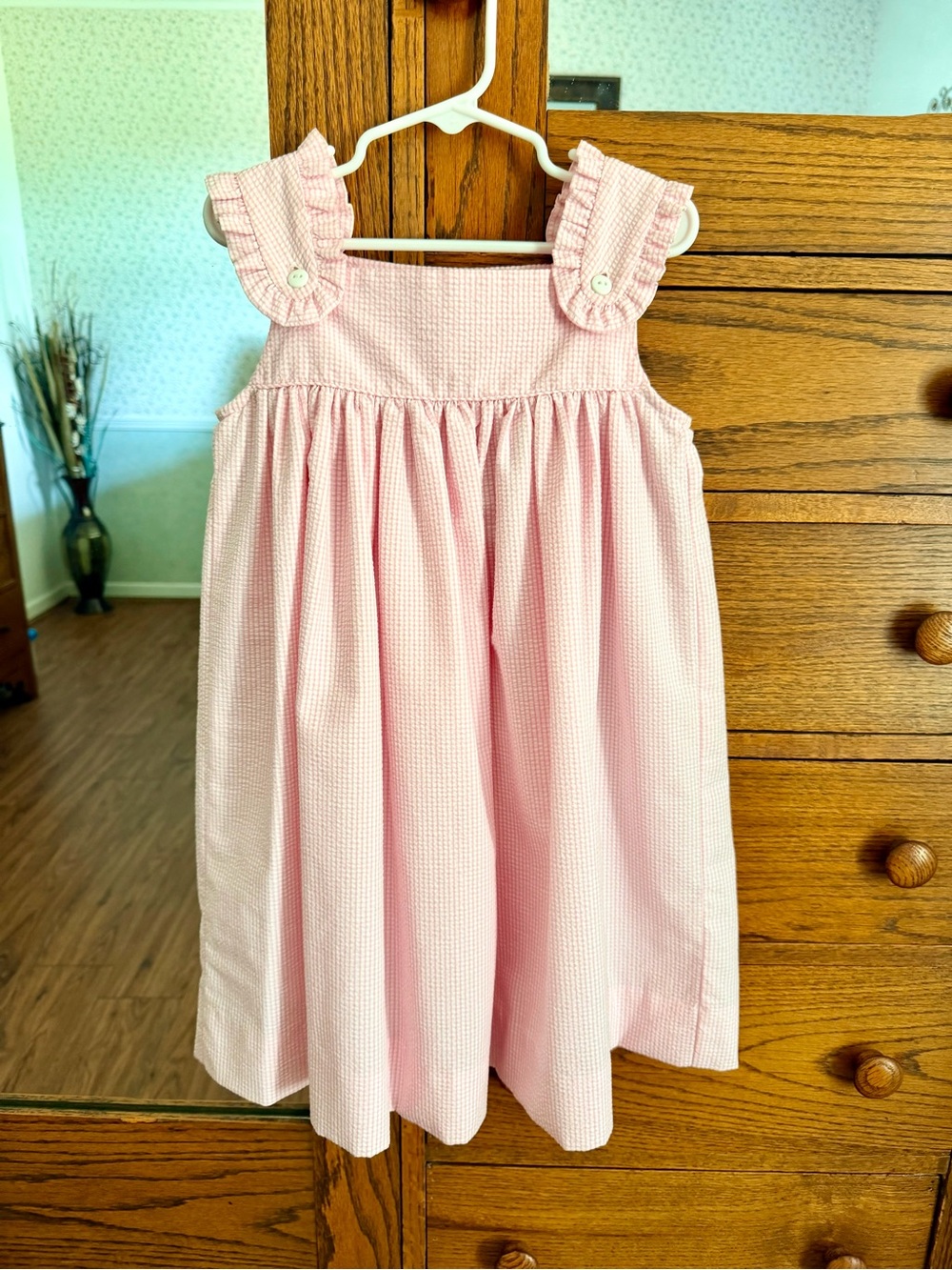 Girls' Pink Seersucker Sleeveless Size 4T Sundress